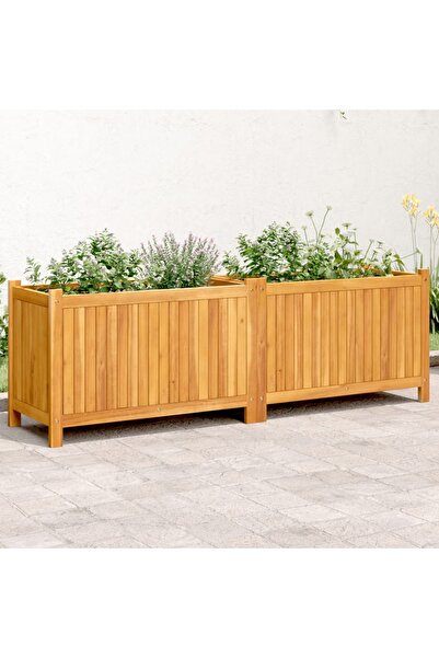 vidaxl Jardiniera de gradina cu captuseala 153x38,5x50 cm, lemn acacia