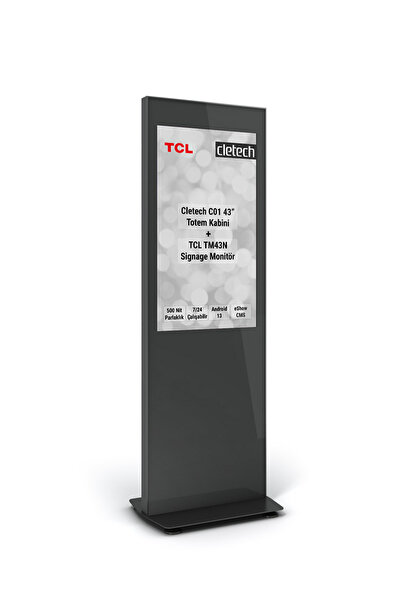 Cletech C01 43" Digital Signage Totem + TCL TM43N Signage Monitör