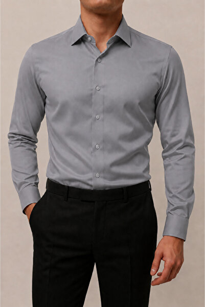 Zikuv Slim Fit Dar Kesim Uzun Kollu Kolay Ütü Nefes Alan Doku Kravatlık Dört ...