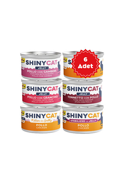 Gimcat Shinycat Jelly Jöle içinde Tavuklu Karışık Kedi Konserve Maması 70grX6...