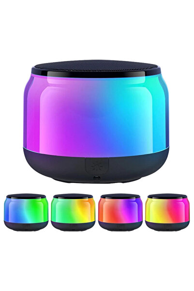 Yenimiyeni Güçlü Baslı Mini Bluetooth Hoparlör 15 Saat Çalma Süresi RGB Renkl...