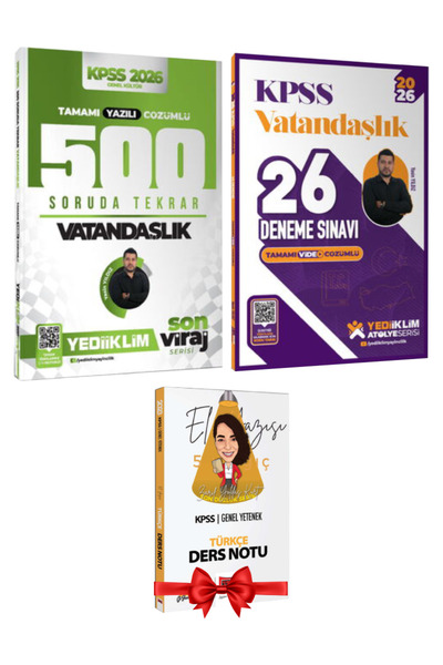 Yediiklim Yayınları KPSS 2026 Yasin Yıldız Son Viraj Vatandaşlık 500 Soruda T...