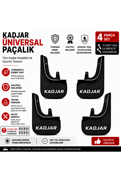 CarEste Renault Kadjar Uyumlu Üniversal Paçalık Seti 4 Parça Esnek Çamurluk K...