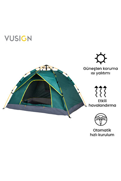 Vusign Otomatik Kamp Çadırı 2-3 Kişilik 205x205x115 cm Kolay Kurulum Suya Day...