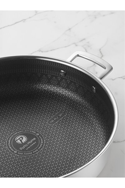 parlahome Imperial Series 32Cm Shallow Casserole, 3Ply Stainless Steel 304, Full Non-stick, Etched Pattern+KFCC Ceramic coating, Induction based, PFOA-Free.
