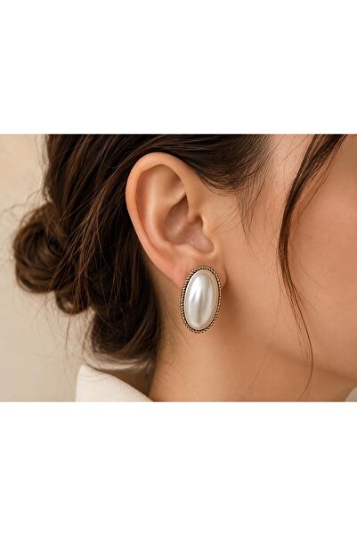 Ceso Accesories Vintage Oval İnci Küpe