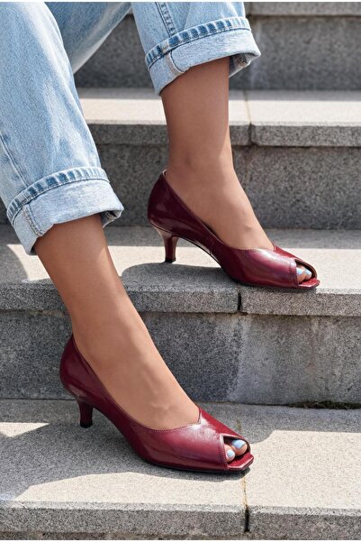 I Love Shoes Norvion Burgundy Crinkled Patent Leather Women's Heeled Shoes