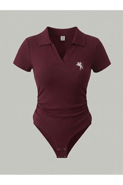Bravebell Body din Lycra premium cu guler polo și nervuri