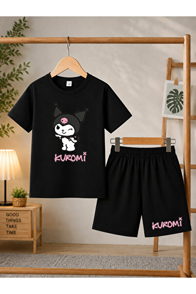 Kids Kuromi Baskılı Yazlık Siyah Takım