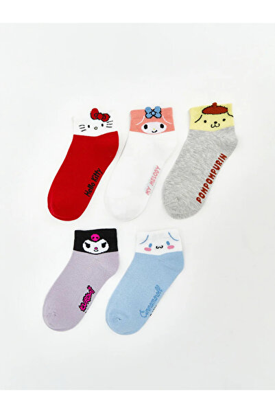 LC Waikiki Червени момичешки чорапи-ботушки с десен Hello Kitty и приятели, к...