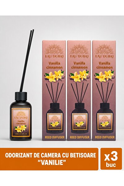 Eau Dubai Set 3x Difuzoare cu Parfum Aromatic pentru Camera, EAU DUBAI, Vanil...