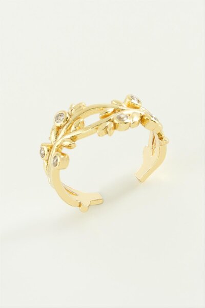 ZERO LAND Ilkeshop Metal Ring with Tree Stone (05137)-Yellow