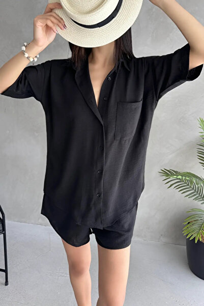BLUSS Set pantaloni scurți cămașă de in
