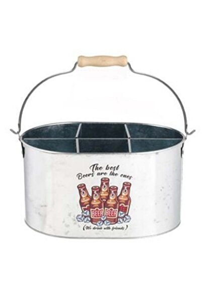 SHOPIENS Compartmented Metal Ice Bucket with Handle