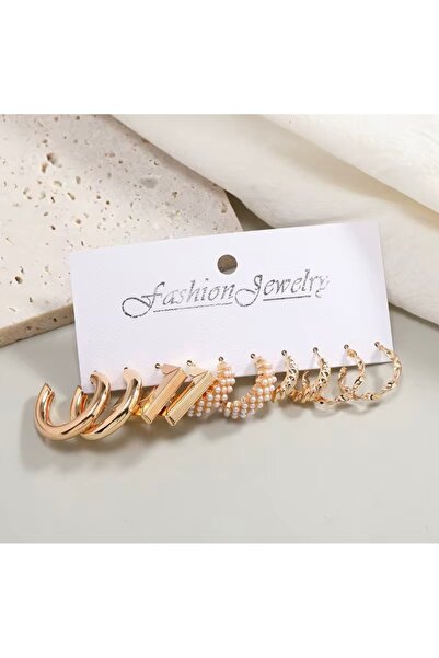deluxe takı ve giyim Multiple Gold Hoop Earring Set