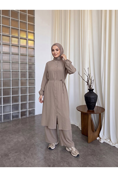 Lunsera Store طقم هاكيم ياكا مع بنطلون طويل - مينك