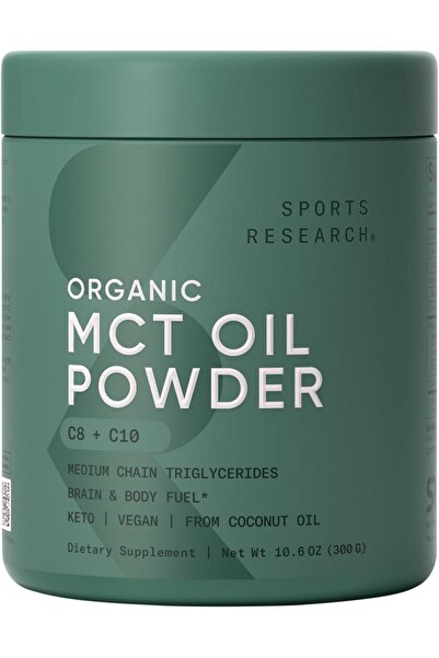 Sports Research مسحوق زيت MCT العضوي - MCTs C8، C10 من جوز الهند للحمية الكيت...