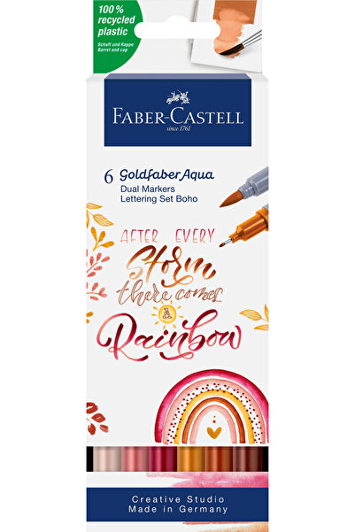Faber Castell Set de markere solubile cu vârf dublu, 6 bucăți, Boho Goldfaber...
