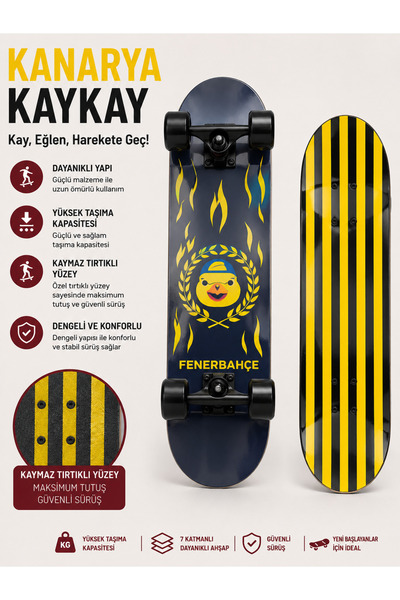 MUBX Kanarya / FB Lisanslı Kaydırmaz Yüzey Büyük Boy Kaykay