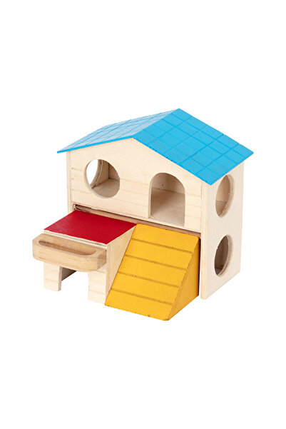 Pawise Ahşap İki Katlı Ev Kemirgen Yuvası 16x13x15 Cm