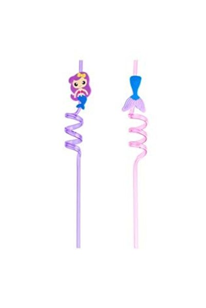 SHOPIENS Paie de plastic răsucite reutilizabile Roz Lila Sirenă Ø4 x 280 mm -...