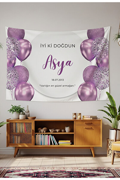 GREENDECOR Kişiye Özel Doğum Günü Duvar Örtüsü İyi ki Doğdun Happy Birthday İ...