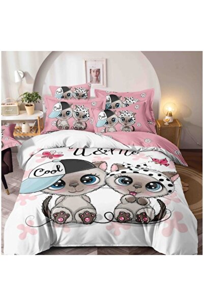 MHR Lenjerie de Pat 5D Finet, 4 Piese, O'Persoana, Cearceaf cu Elastic 140x20...