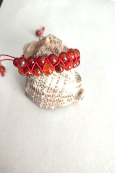 c-bhadu naturel Certified 8 mm Agate Knitted Natural Stone Bracelet