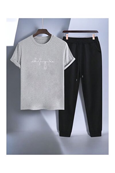 LAVİTTA Fashionable casual set: comfortable cut black trousers with a colored...