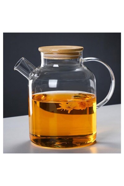 Lumindra 1500 ml borosilicate glass teapot & pitcher - with bamboo lid
