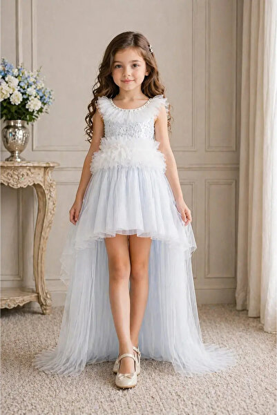 Nurlu Moda Nurlu Kids Παιδικό Φόρεμα σε Μπλε και Λευκό