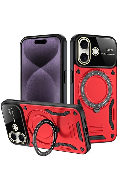 New Face Ilkeshop New iPhone 16 Case with Joy Lens Stand Cover (204316) - Red