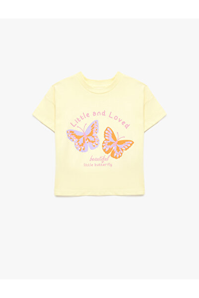 Koton Tricou din bumbac cu mânecă scurtă, cu decolteu tip crew, cu imprimeu f...