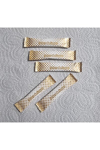 Self stick toz şeker. Kuşe altın yaldız baskı. Net 3 Kg. (3 gr.e.X 1000 Adet.e)