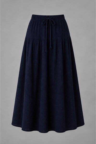 trender Drawstring Navy Blue Women's Skirt 4473