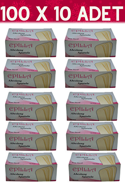 Epilla 100'lü 10 Paket Abeslang Tahta Dil Çubuğu Basacağı - Ağda Spatulası, S...
