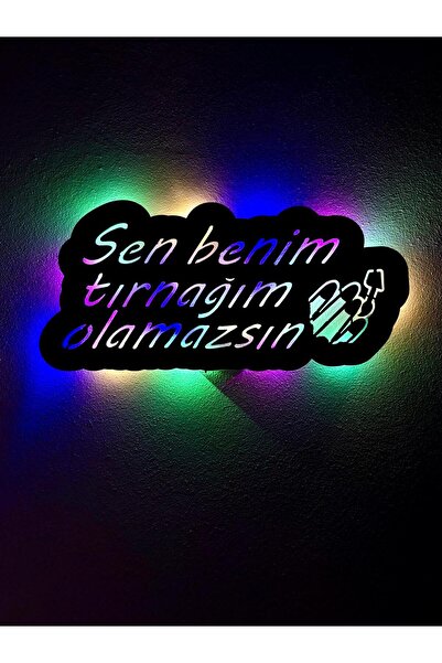 sem concept AA Pilli Ledli Sen Benim Tırnağım Olamazsın Ahşap Tablo, Tırnak O...