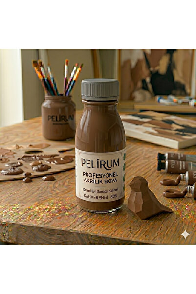 Pelirum Profesyonel Mat Akrilik Boya KAHVE ] 100 ml - Ahşap, Metal, Plastik, ...