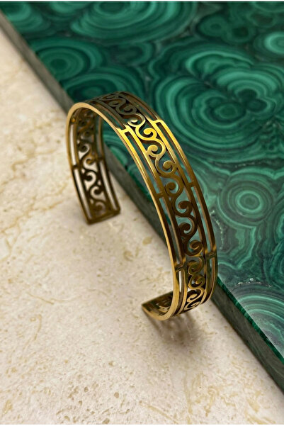 Velcari Women's Arabesque Spiral Curved Hollowed Out Gold Color Adjustable Wi...