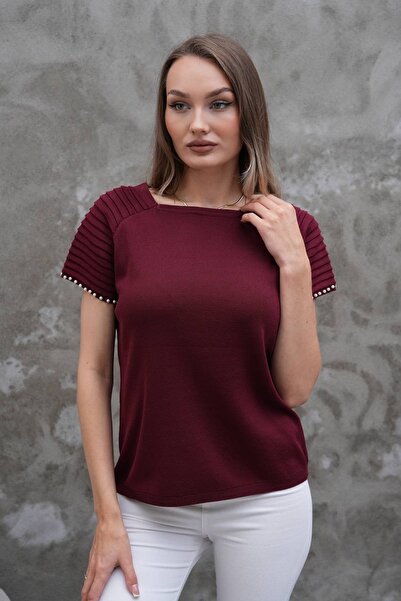 D LAVELLA Kolları incili merserize bluz