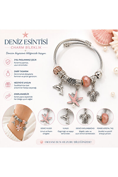 Mervişim Aksesuar Modern Steel Stylish Sea Breeze Charm Women's Bracelet