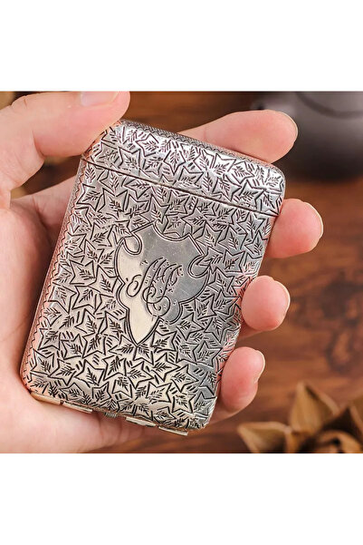TÜTSÜ SEPETİ küçük boy antik İşlemeli Retro Tasarım Metal Sigara Tabakası Siyah