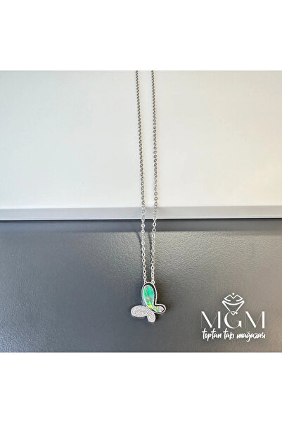 EASERA TİCARET Steel Pearlescent Butterfly Necklace