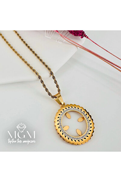 EASERA TİCARET Zircon Stone Steel Necklace 40+5 cm - Kl0196