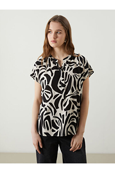 LC Waikiki Women's Collar Patterned Linen Blended Blouse