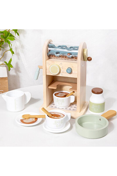 Junios Jucarie din lemn aparat de cafea cu accesorii, Micul Barista