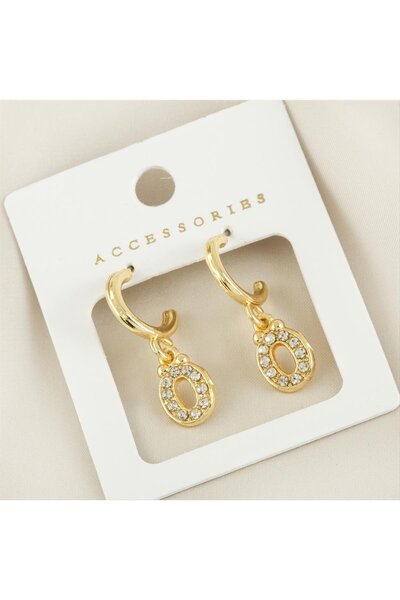 ZERO LAND Ilkeshop Lettered New Season Metal (92441) Stone Earrings-Ö