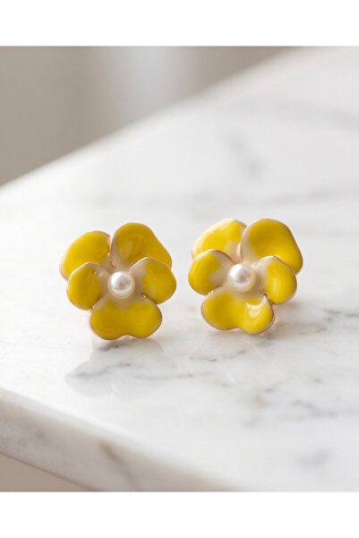 HOSBUTIK Yellow color flower clip on earrings no need piercing
