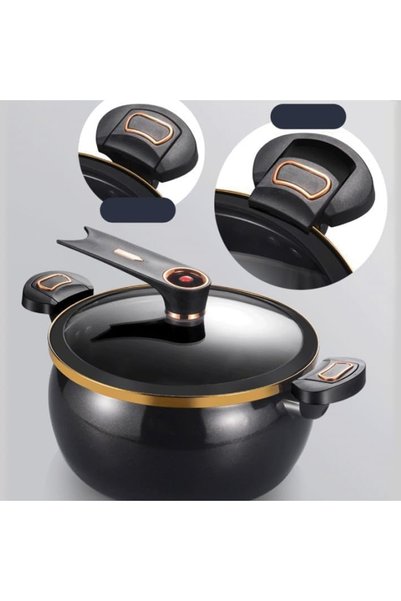 Fikpoo 8L Large Capacity Micro Pressure Soup Pot Durable Cookware with Glass Lid