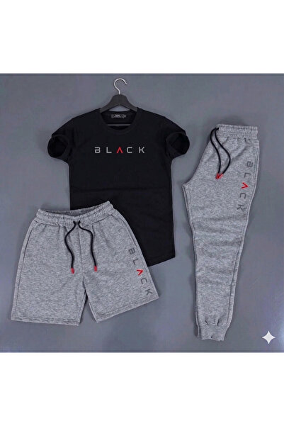 SILATU Stylish Sweatwear Set 3 Pieces (Shorts-Sweatshirt-T-Shirt)